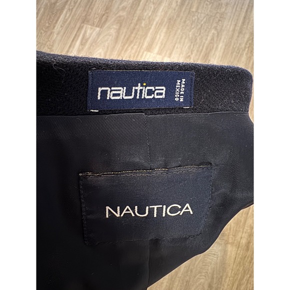 Nautica Men's 44L Wool Blazer Jacket Sport Coat Navy Herringbone 3 Button - Picture 9 of 10